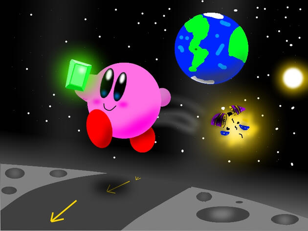 Kirby art based on the US Sonic CD cover art, 2016