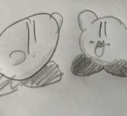 Imitating my past drawing style with Kirby